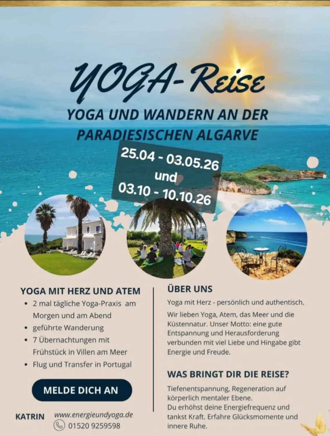 Ein Mann macht Yoga im Meer auf einer Yogareise von Energetische Heilpraxis und Yoga